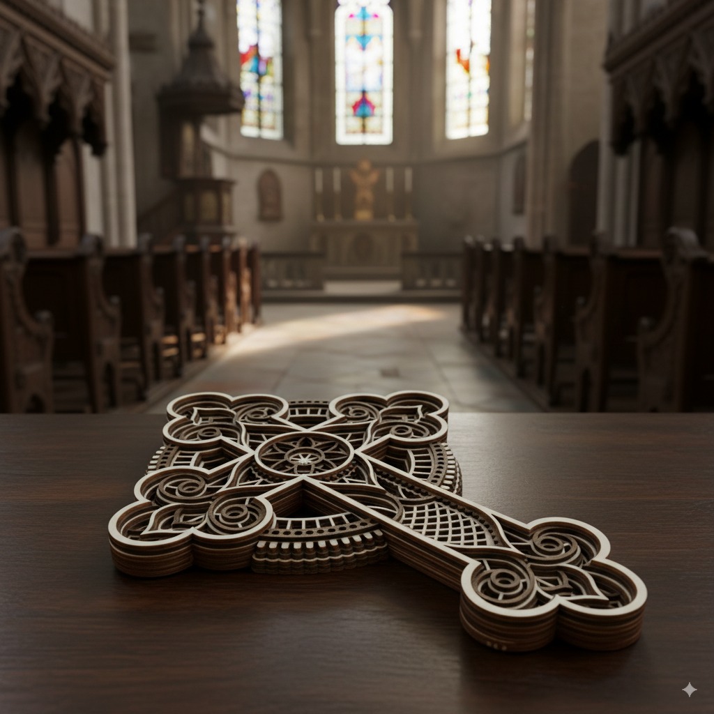 Intricate wooden cross - Image 2