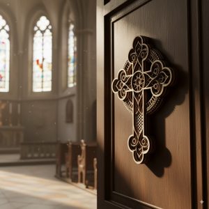Intricate wooden cross